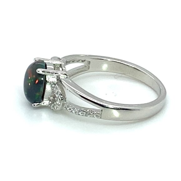 Black Opal 1.18ct Platinum Finish Solid 925 Sterling Silver Ring - Picture 5 of 6